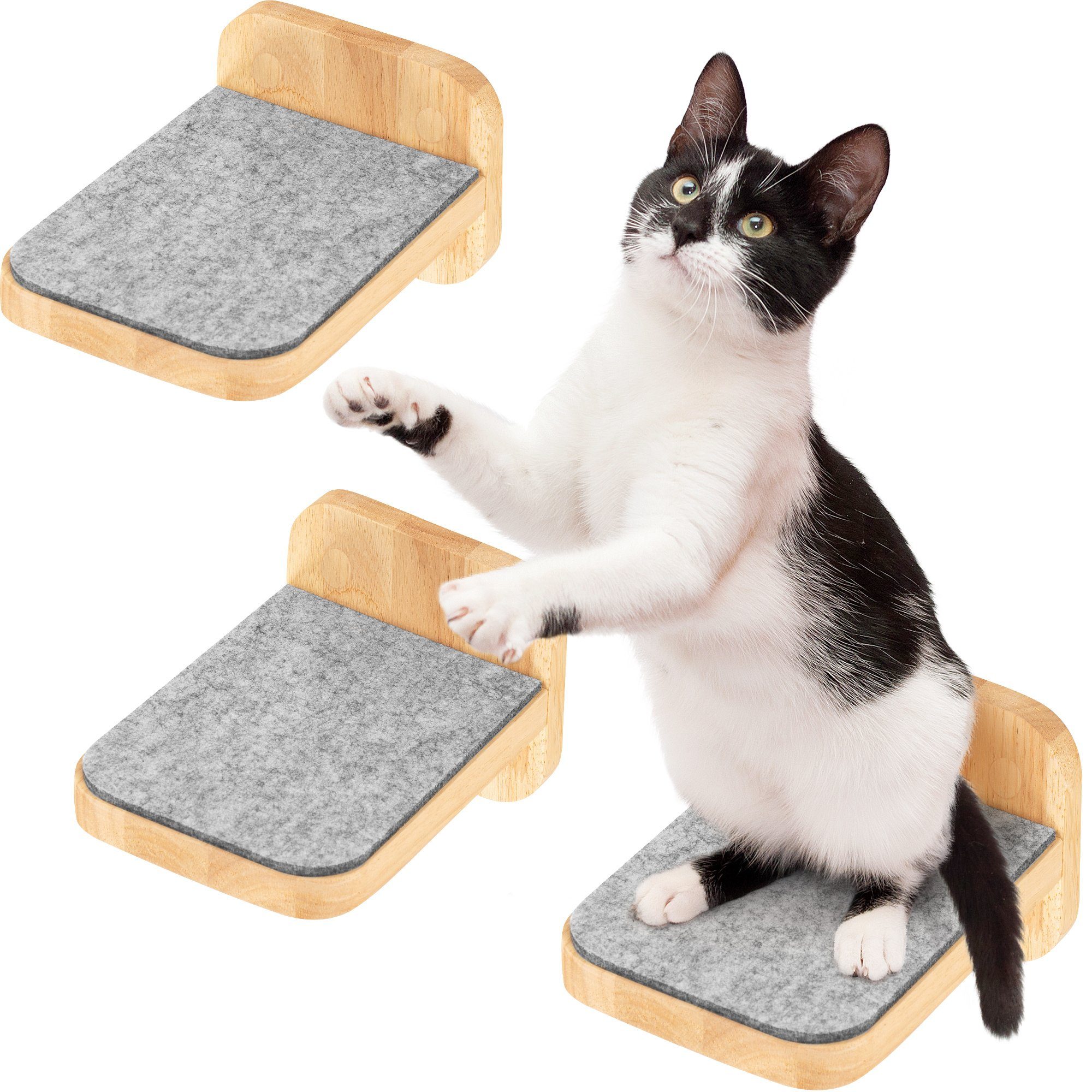 Happypet Katzen-Kletterwand CCLS, Katzentreppen 3er-Set - Designer Catwalk, Größe M 22 x 15 cm
