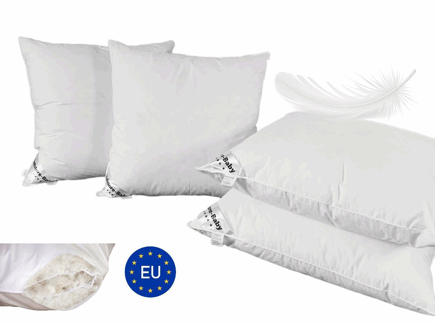 3-Kammer-Kopfkissen Drei Kammer Kissen 80x80 cm Füllung 1600g Naturprodukt, Dedstore-Baby, Füllung: Gänsedaunen / Gänsefedern, Bezug: Baumwolle, Ein Kopfkissen, 1-tlg., Für Allergiker geeignet, Trocknergeeignet