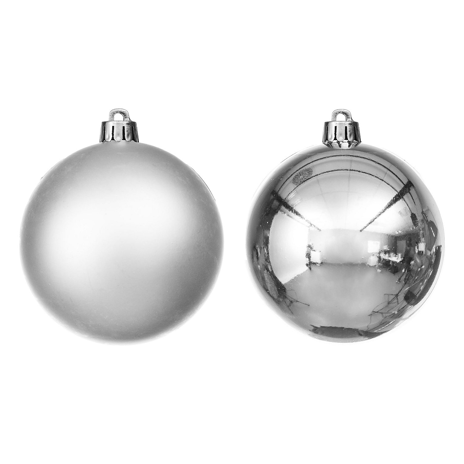 Weihnachtskugeln aus Kunststoff, silber, 10 cm Ø, 4 Stück