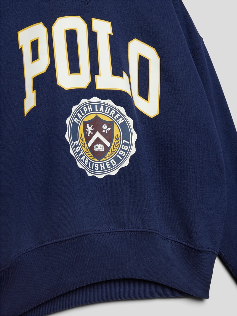 Sweatshirt mit Label-Print in marineblau
