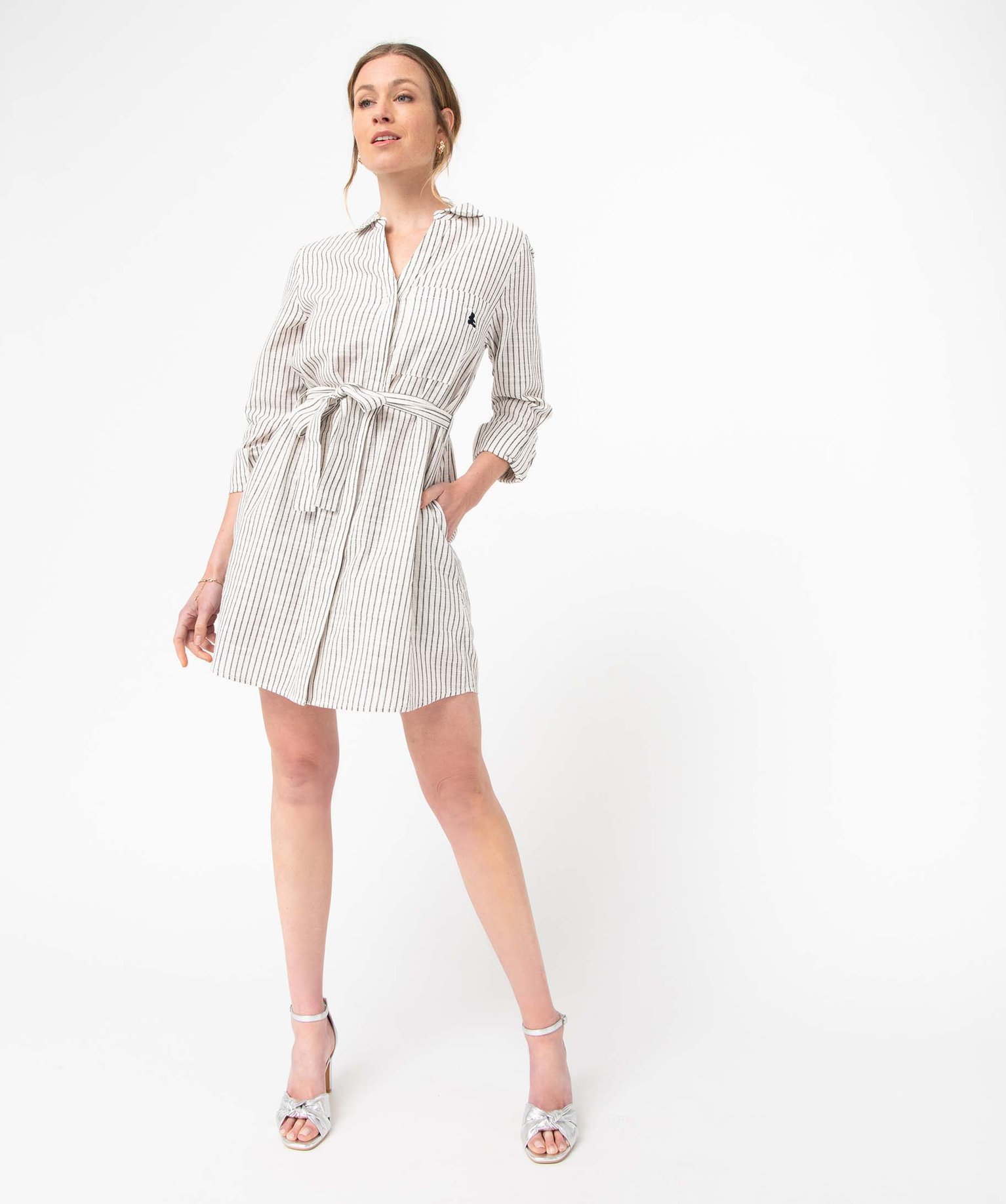 Robe chemise femme à manches longues rayée - LuluCastagnette raye | GEMO