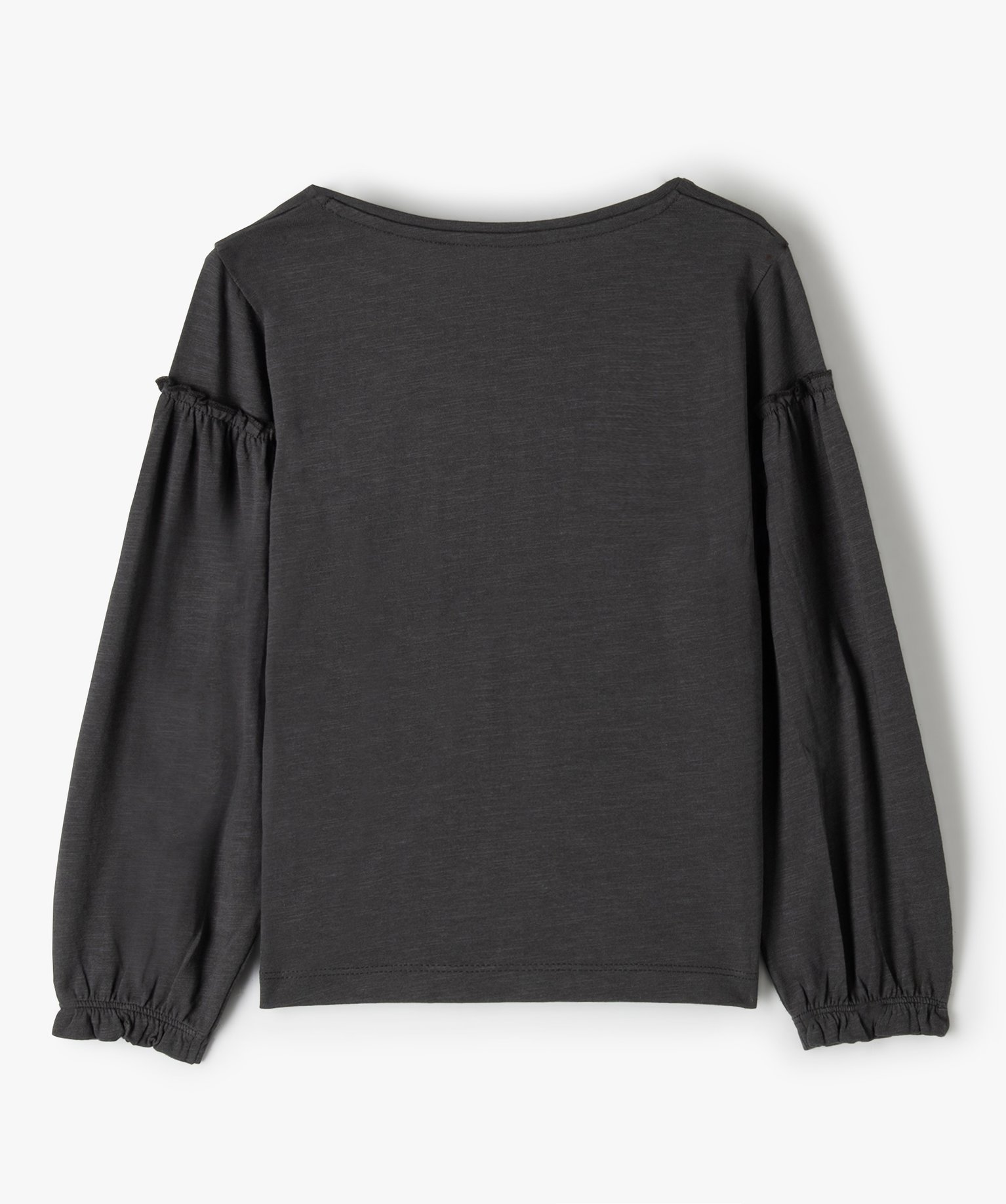 Tee-shirt fille avec inscription brodée sur le buste— Lul... gris fonce | GEMO