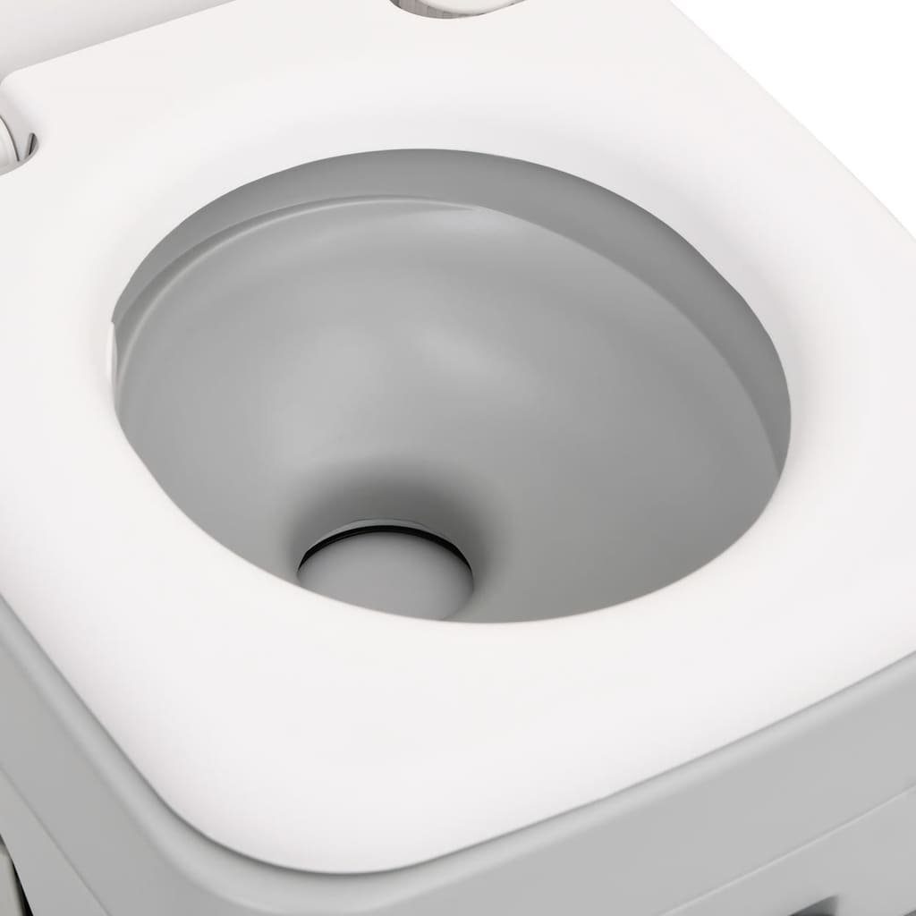 vidaXL Campingtoilette Camping-Toilette Tragbar Grau und Weiß 10 10 L HDPE
