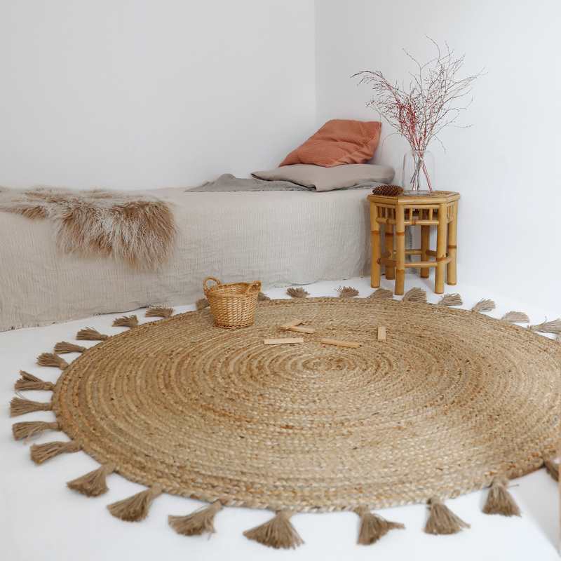 Tapis jute avec pompons 140cm ELSE