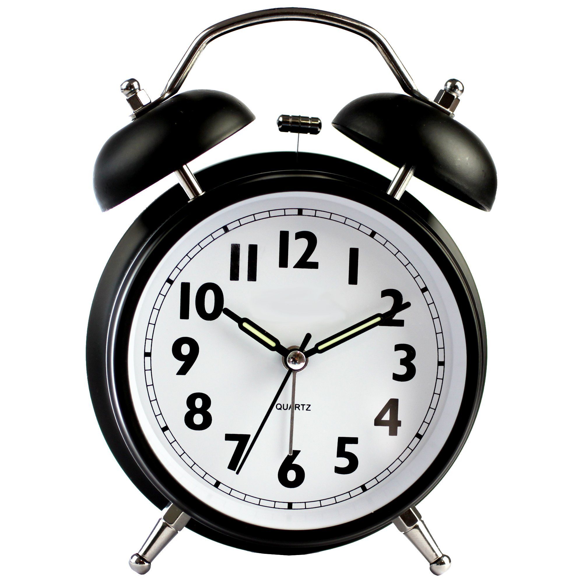 Miraval Quarzwecker Doppelglockenwecker mit Snooze lauter Alarm Wecker Analog 2x Geräuscharm Metall Mineral Glas Quarzuhrwerk 90 mm