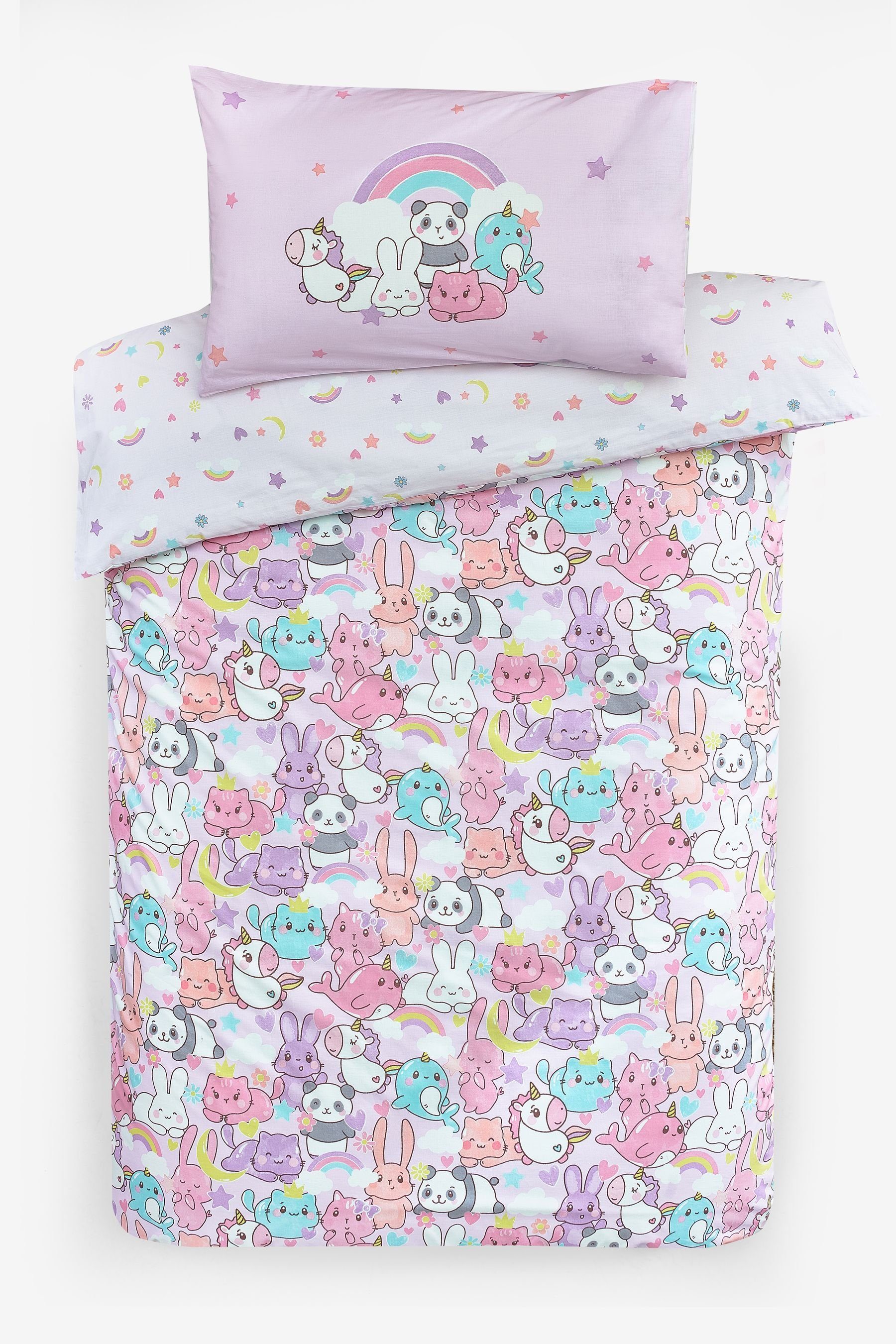 Bett-Set, Bettgarnitur, Kawaii Einhorn und Freunde, Next, Bezug: Polyester (recycelt), Baumwolle