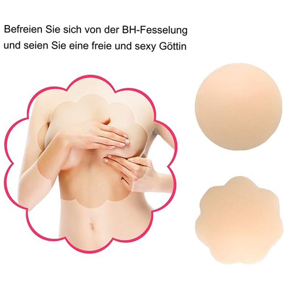 B.X BH-Einlagen 4-teiliges Set Pasties Frauen Brustwarzenabdeckungen Wiederverwendbar (4 Paar), Selbstklebend pads Silikon Brustwarzenlose Abdeckungen BH für Kleid