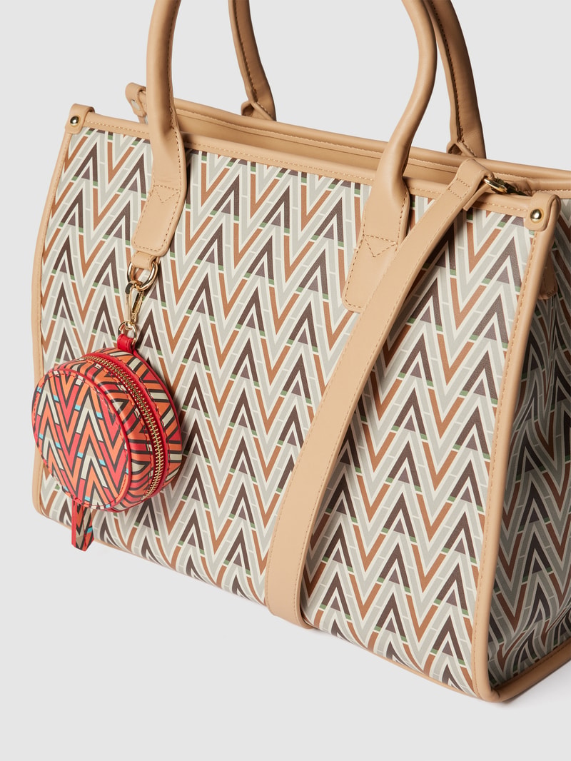 Shopper mit grafischem Allover-Logo-Muster in beige