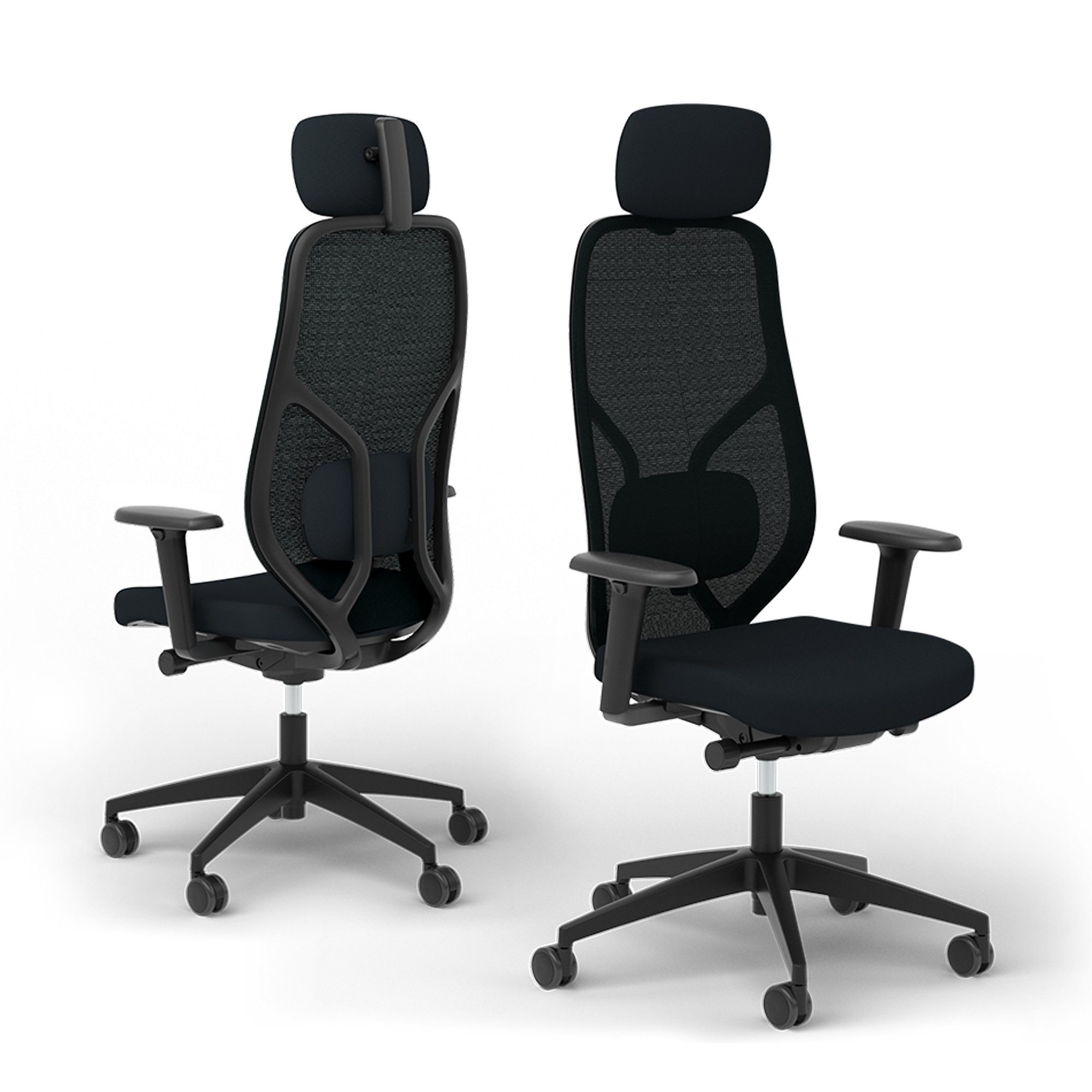 Ergotopia Bürostuhl MasterBack ergonomischer Schreibtischstuhl mit Kopfstütze (bereits montiert), 3D Neigungsmechanik, Synchronmechanik, 3D Armlehnen