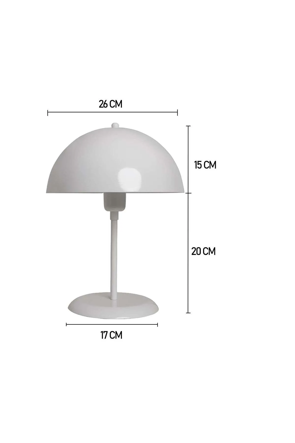 Bamyum  Lipeo Kleine Tischlampe 30cm, Pilzlampe Metall, Weiße Lampe