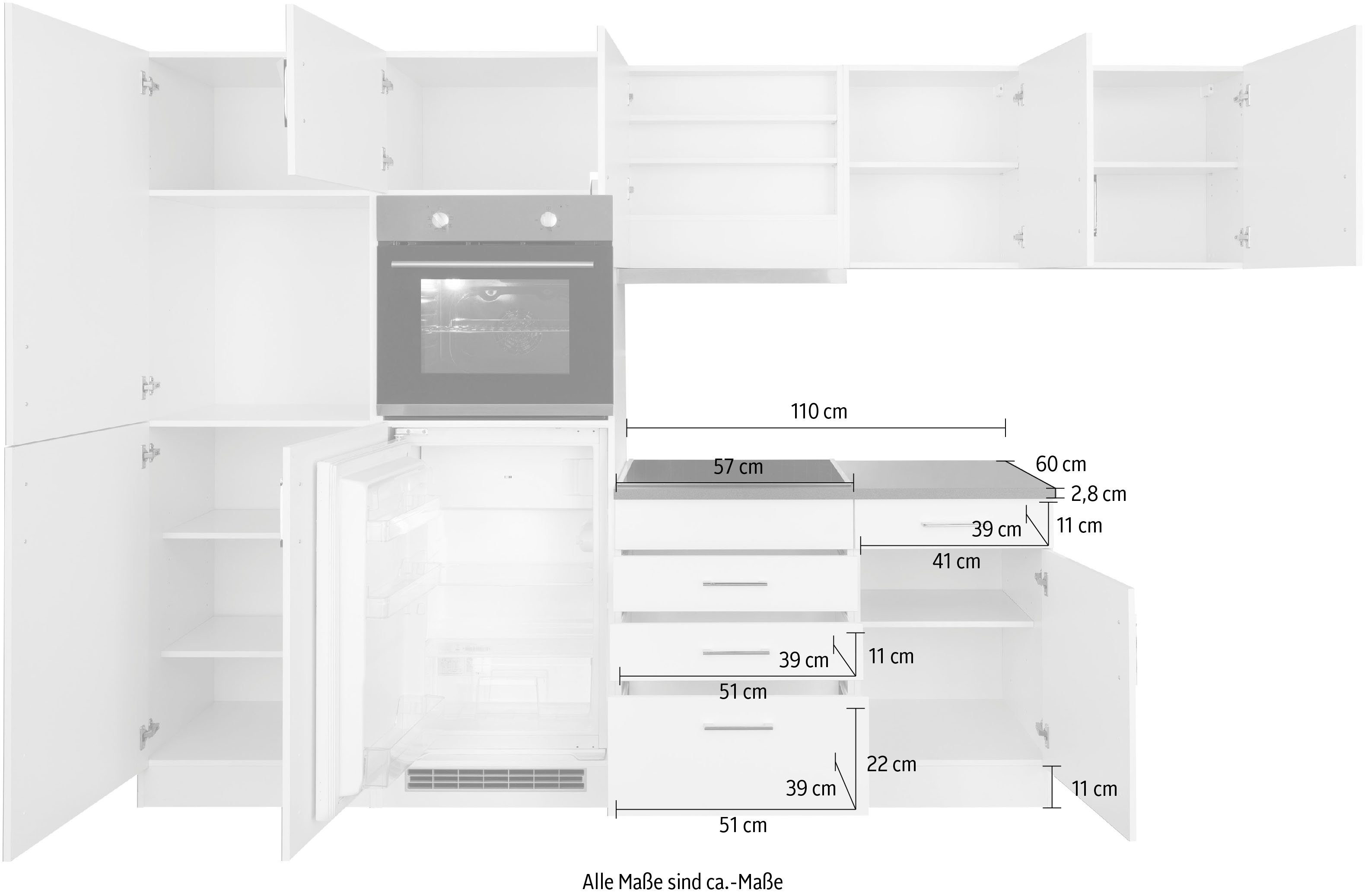HELD MÖBEL Winkelküche Paris, Stellbreite 290/220 cm, wahlweise mit Induktionskochfeld