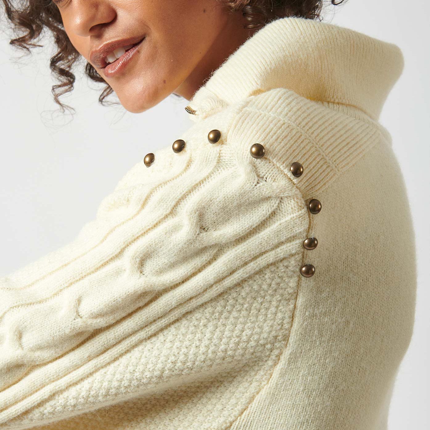 LOANE  Robe pull ecru femme