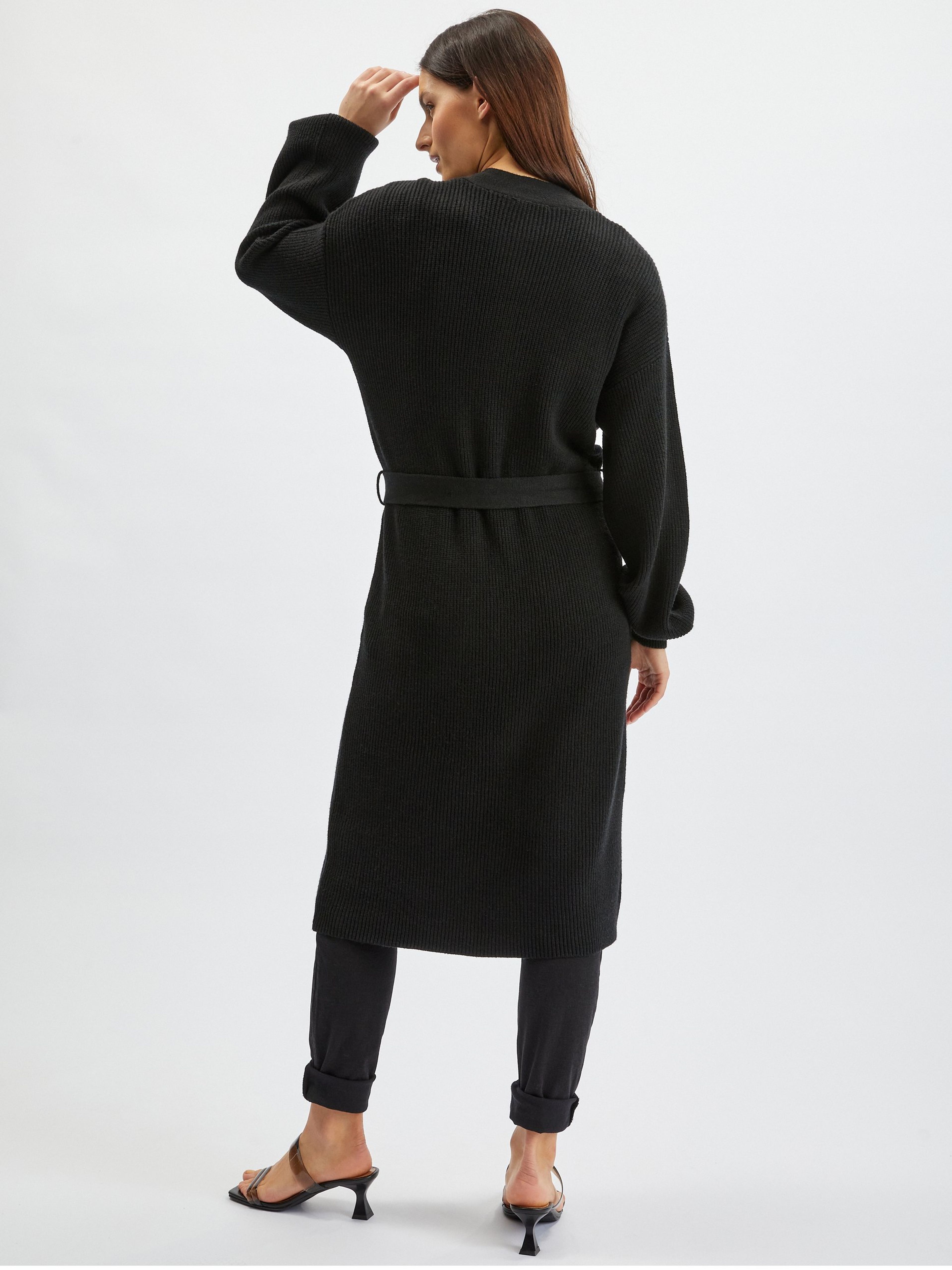 Schwarze lange Damen-Strickjacke ORSAY