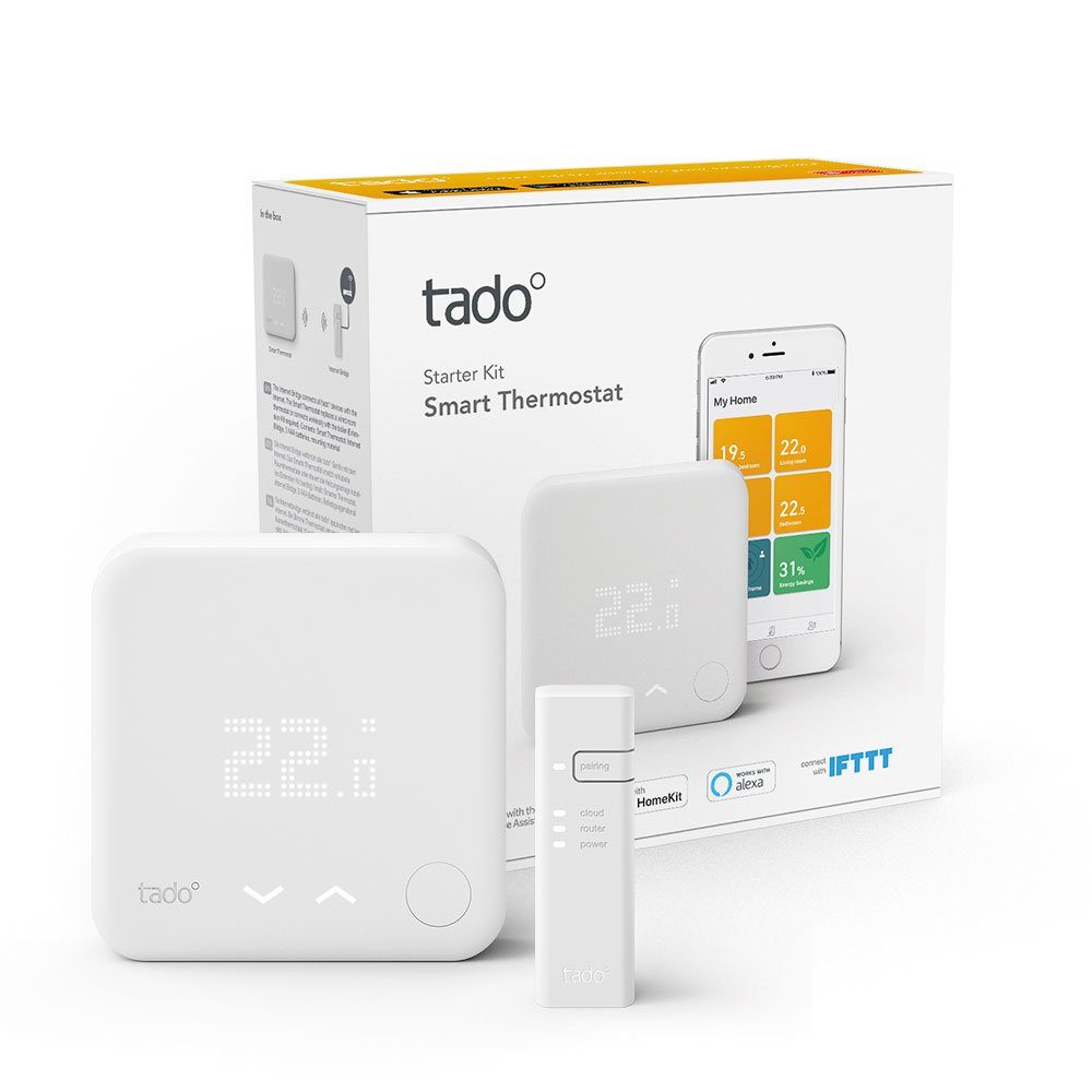 Tado Heizkörperthermostat Starter Kit - Smartes Thermostat V3+ (Verkabelt) für Heizthermen + FBH, (1 St)