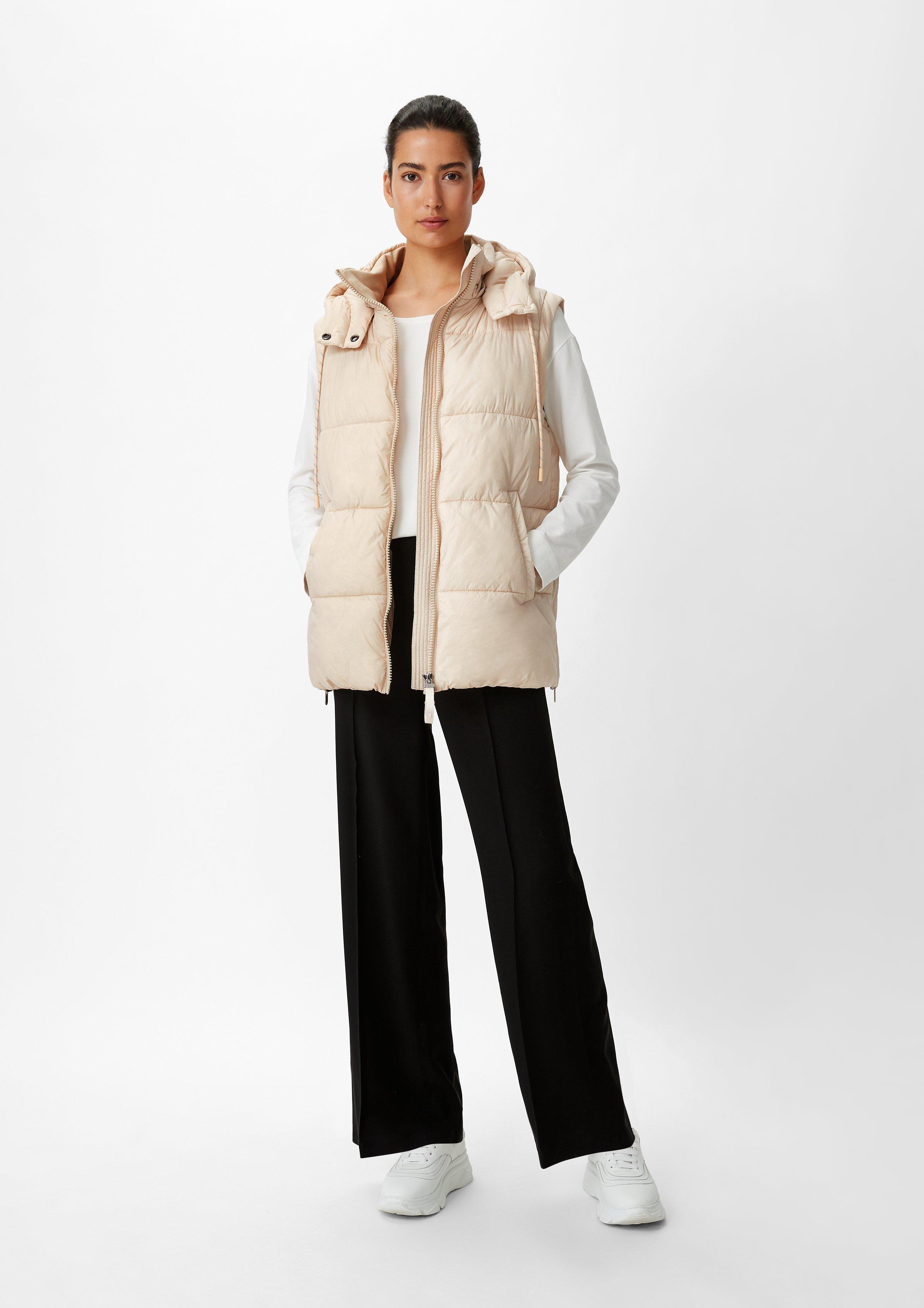 Steppweste mit abnehmbarer Kapuze - beige