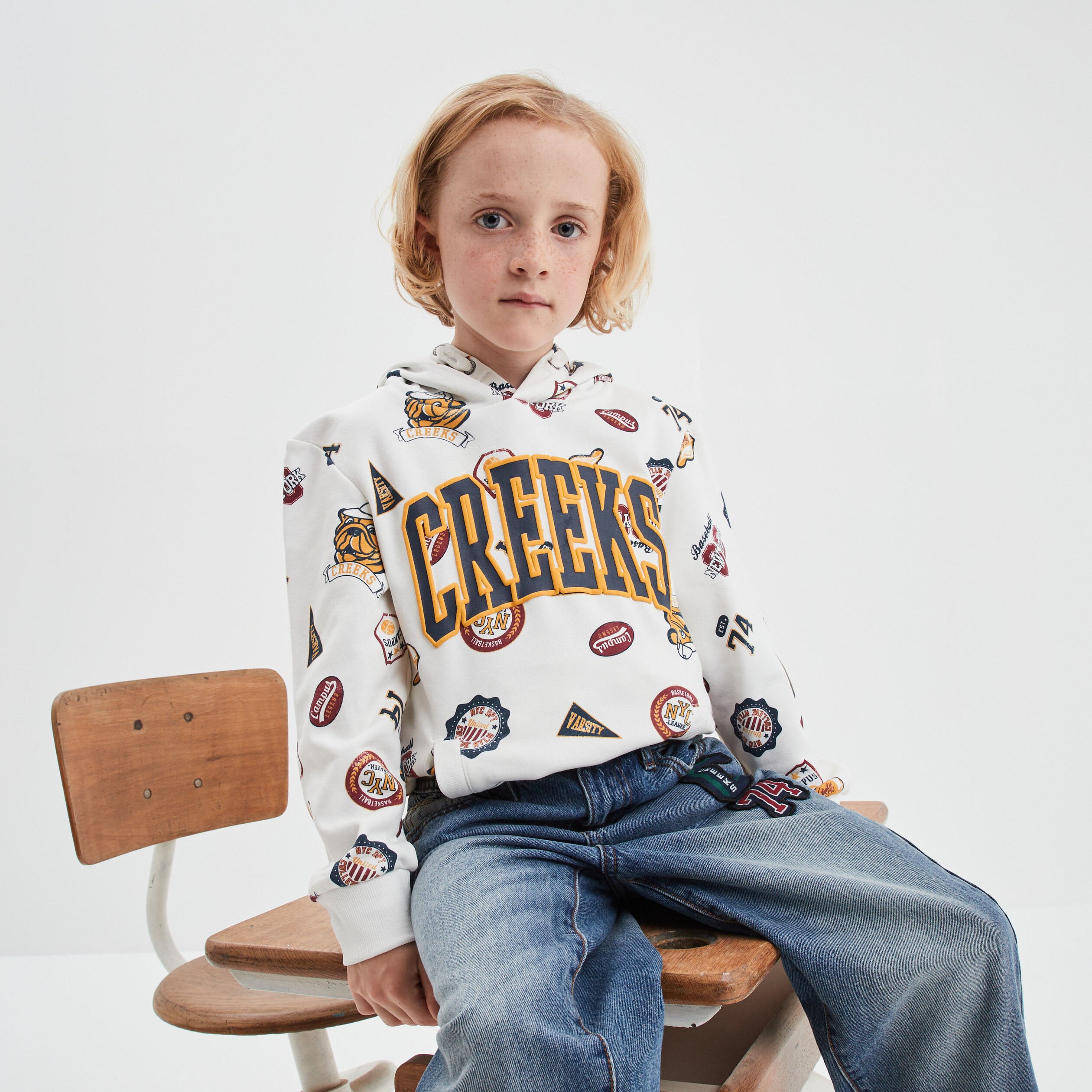 Sweat à capuche hoodie Creeks blanc garçon | La Halle