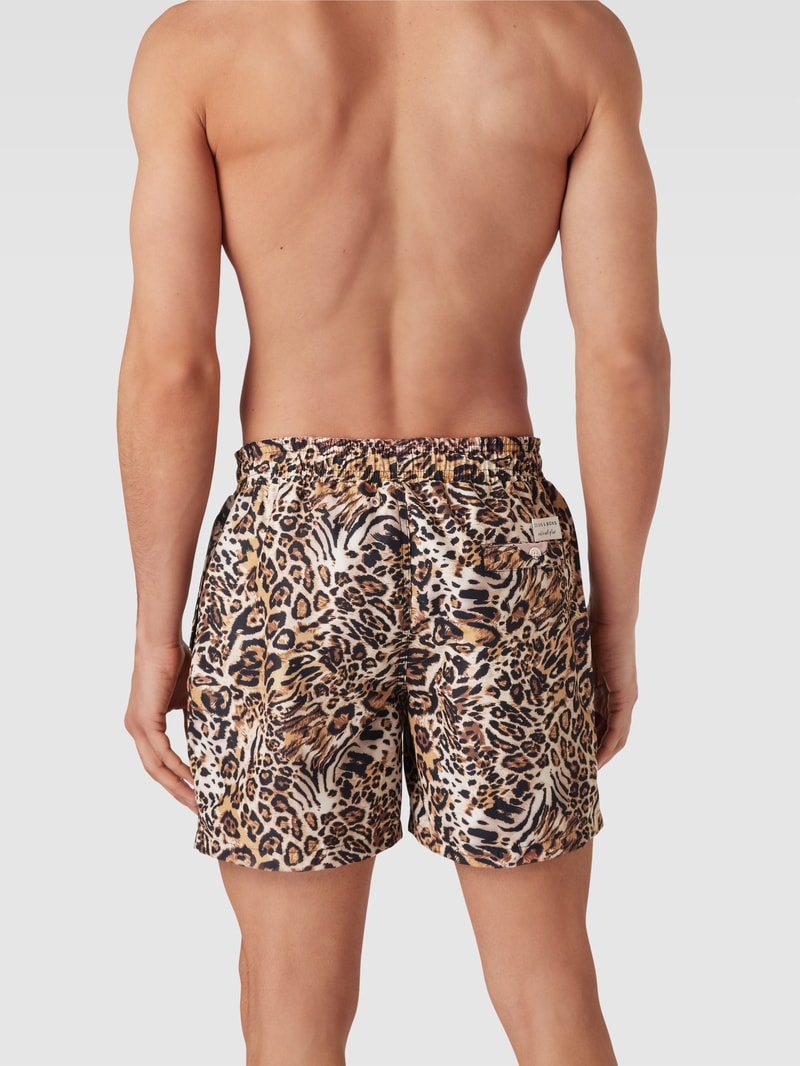 Badehose mit Animal-Print in dunkel orange