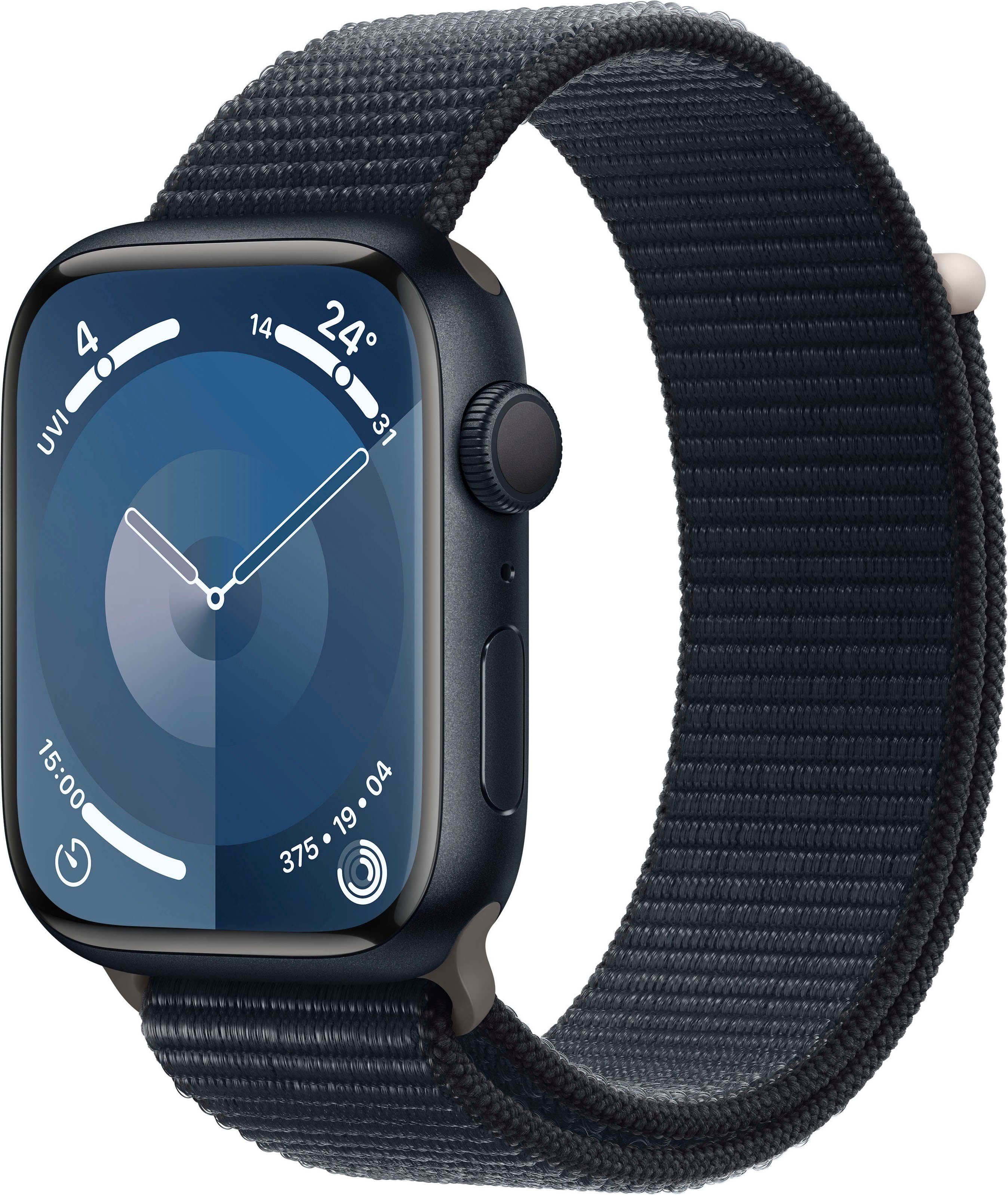 Apple Watch Series 9 GPS Aluminium 45mm Smartwatch (4,5 cm/1,77 Zoll, Watch OS 10), Sport Loop