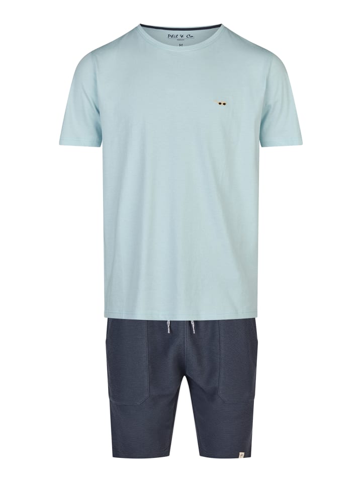 Phil & Co. Berlin  Pyjama Shorty in hellblau-marine günstig kaufen