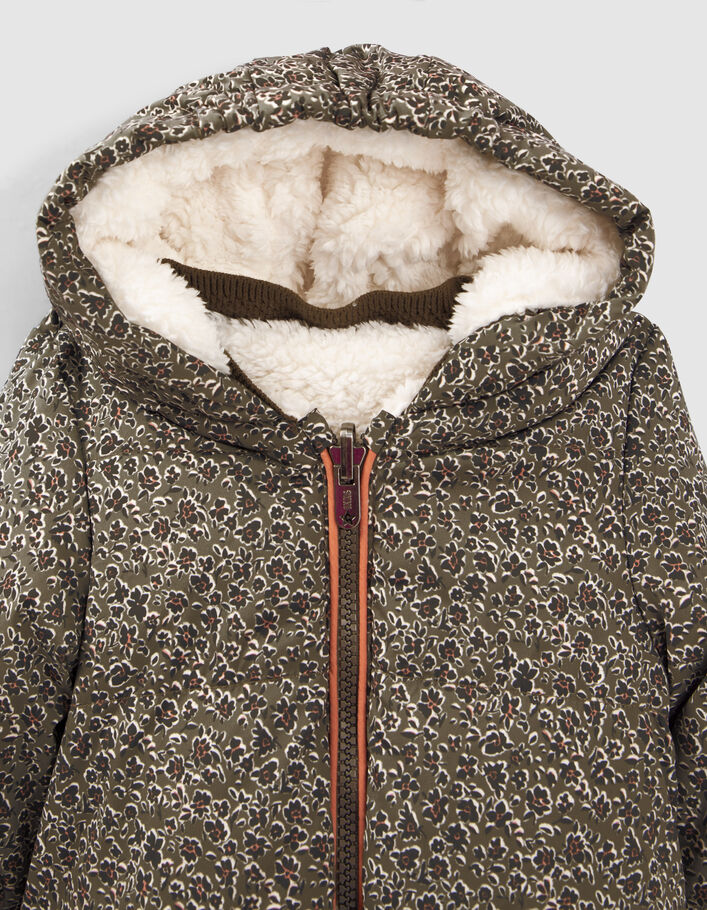 Doudoune réversible léopard floral ou Sherpa bébé fille