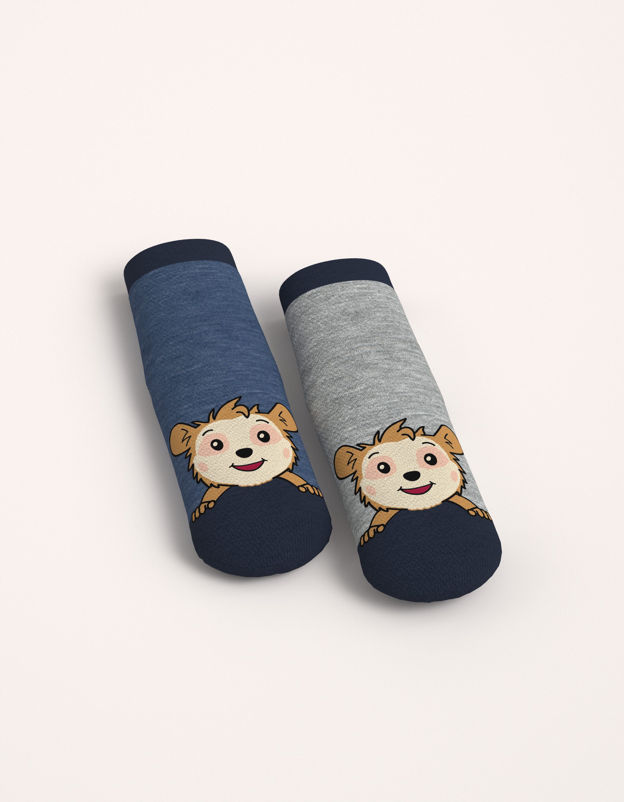 Bobo Siebenschläfer Kurzsocken 2er-Pack Kindersocken, blau/grau (2er Pack) mit eingestricktem Bobo Siebenschläfer Motiv