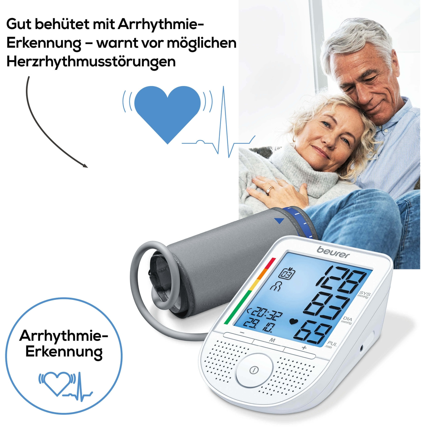 Beurer Sprechendes Oberarm-Blutdruckmessgerät BM 49-Oberarm-Blutdruckmessgerät mit Sprachausgabe & Erkennung von Herzrhythmusstörungen