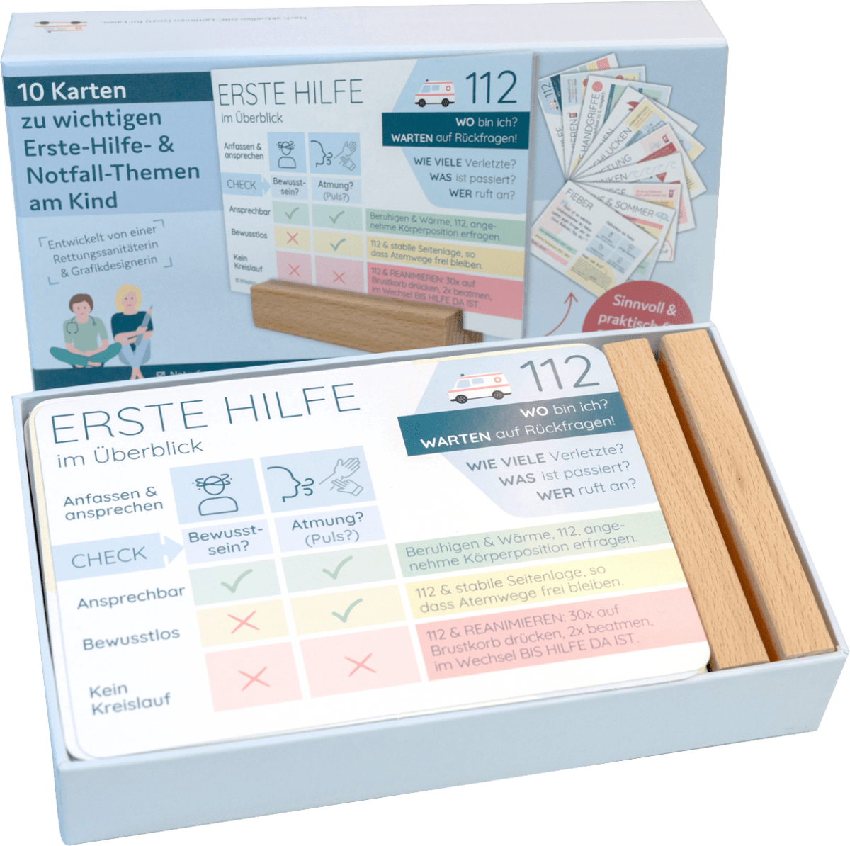 Erste-Hilfe-Karten mit Holzständer, 1 St