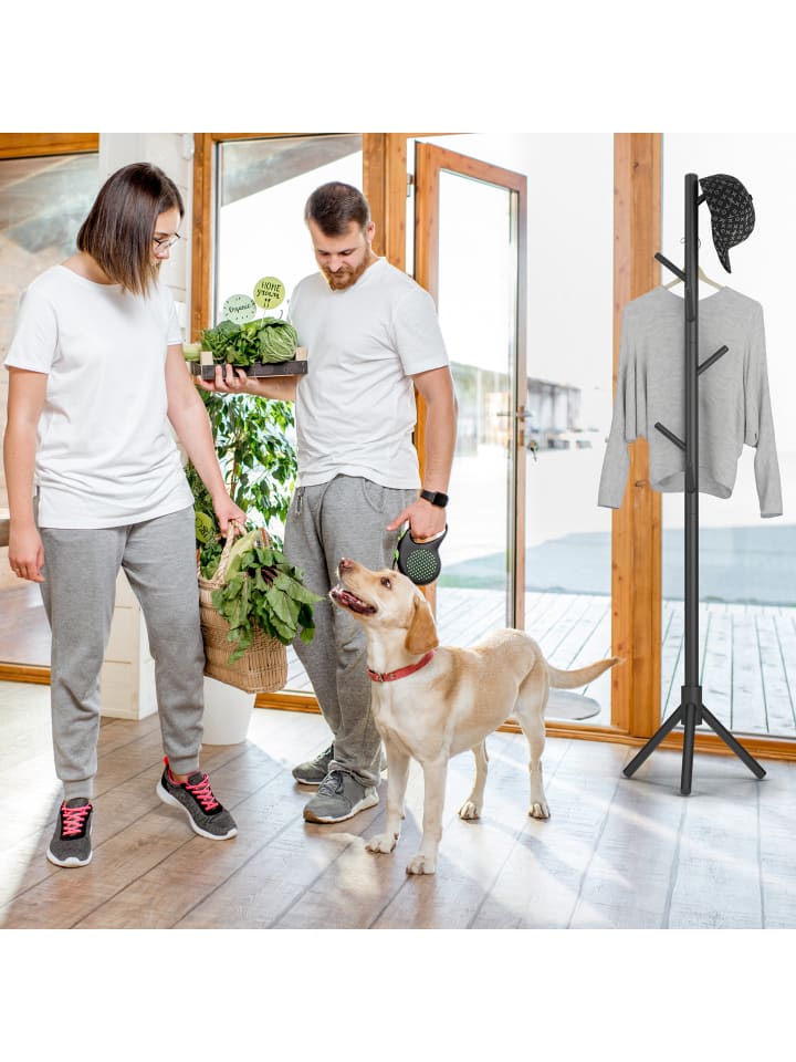 relaxdays Garderobenständer in Schwarz - (B)43,5 x (H)173 x (T)37 cm günstig kaufen onesize