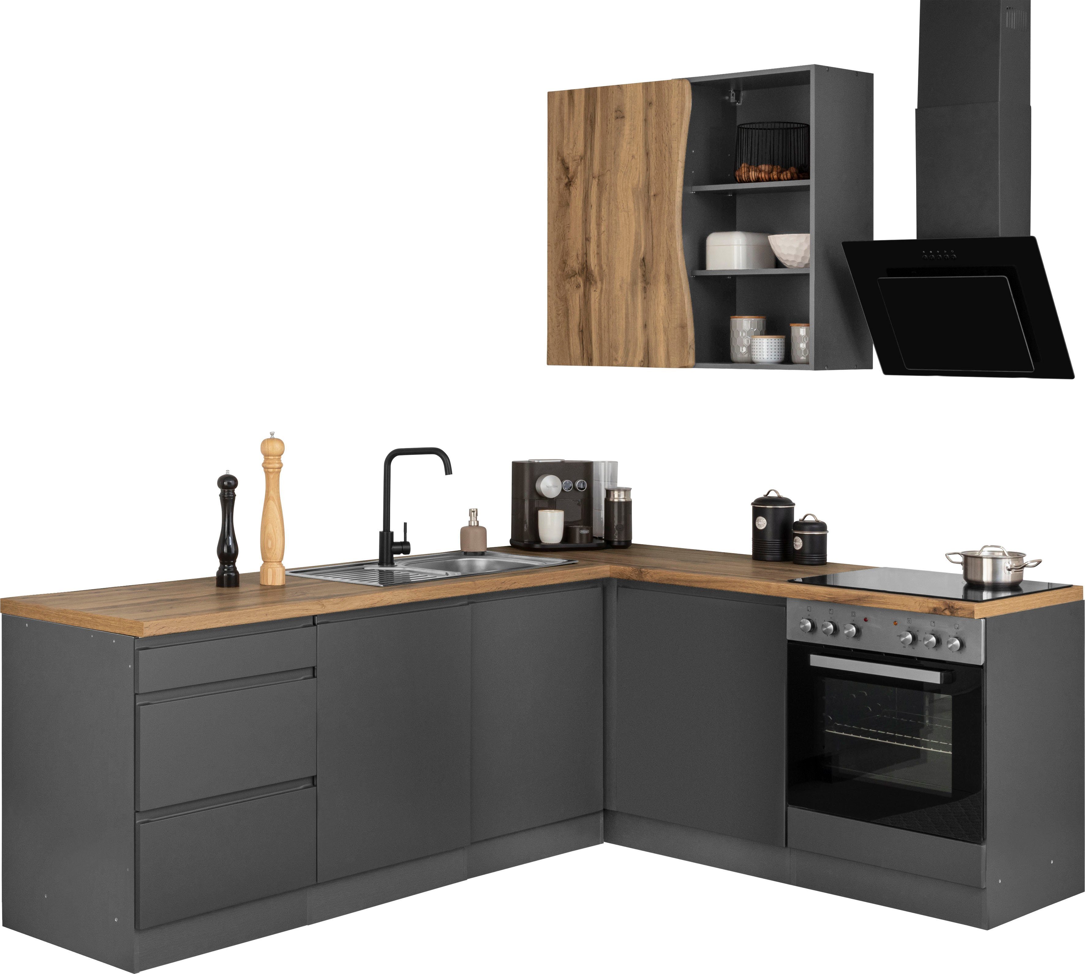 HELD MÖBEL Küche Bruneck, Stellbreite 240/180 cm breit, wahlweise mit oder ohne E-Geräte, MDF