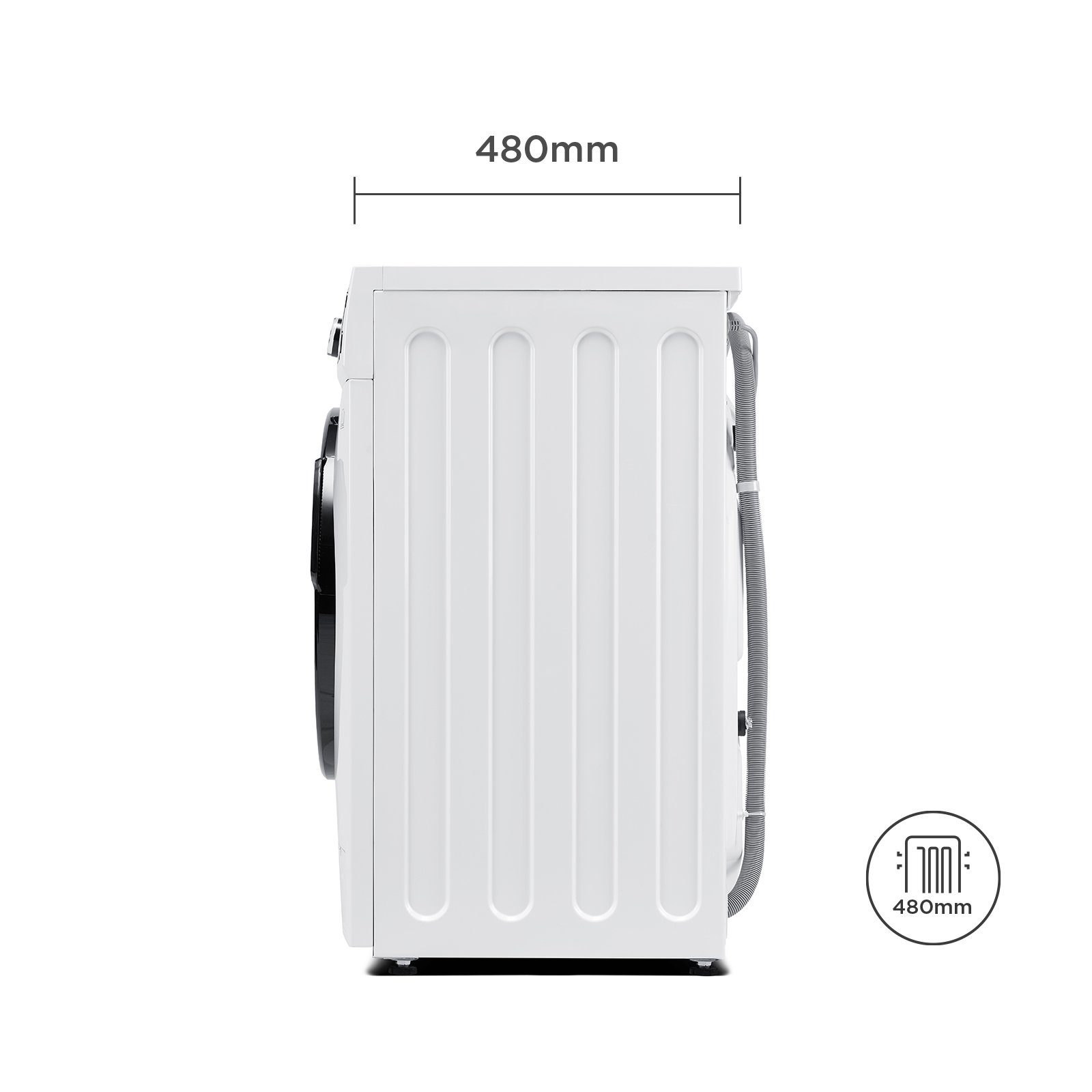Midea Waschmaschine MF200W80B-E, 8 kg, 1400 U/min,48cm tief, Steam Care, Nachlegefunktion, Schnellwäsche