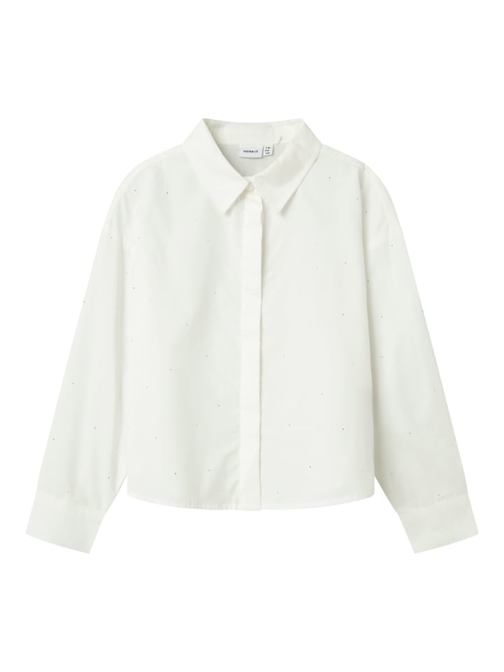 name it Bluse NKFOLARA LS SHORT LOOSE SHIRT in bright white günstig kaufen 122/128