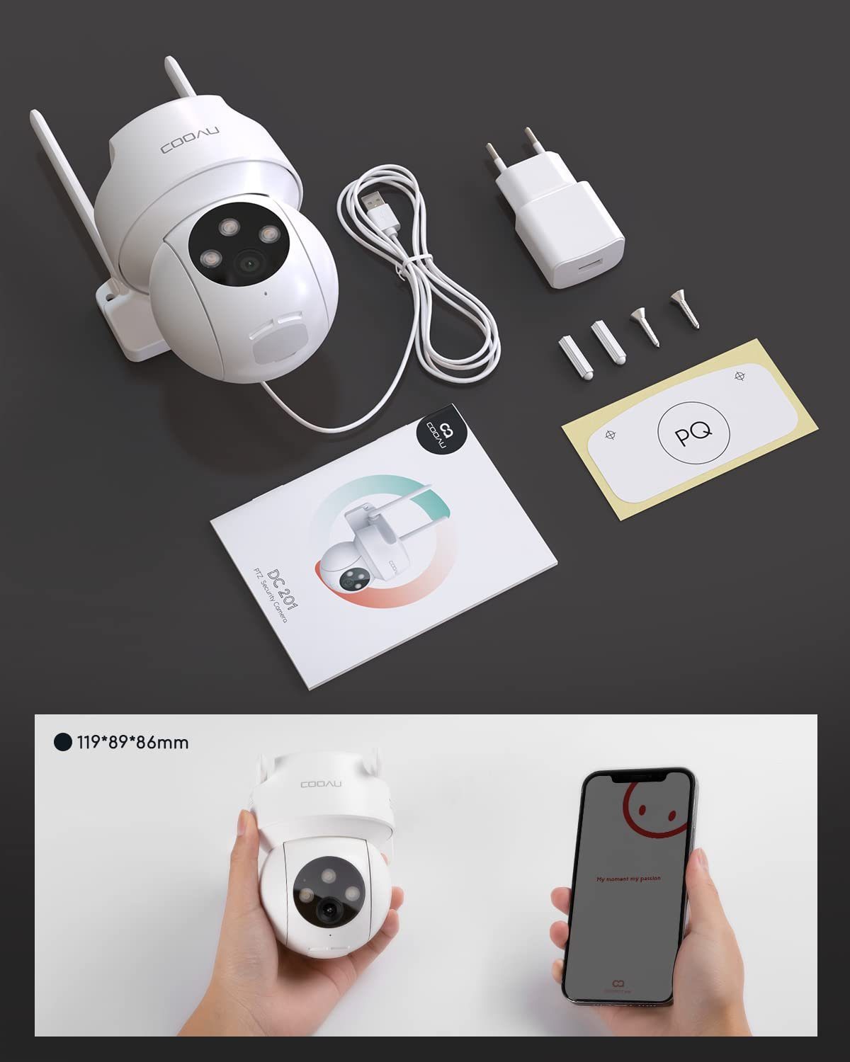 COOAU 2K 3MP Überwachungskamera Aussen PTZ WLAN Kamera Outdoor Überwachungskamera (Aussen, Außen, Außenbereich, 355°/90°Schwenkbar WLAN WiFi Kamera Überwachung, Automatische Menschliche Verfolgung,24/7 Aufnahme,Nachtsicht in Farbe, Erweitert Datensch