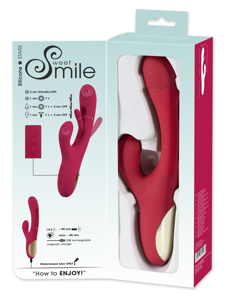 Sweet Smile Rabbitvibrator Rabbit Vibrator with G-Spot Stimulation in rot günstig kaufen 24 cm