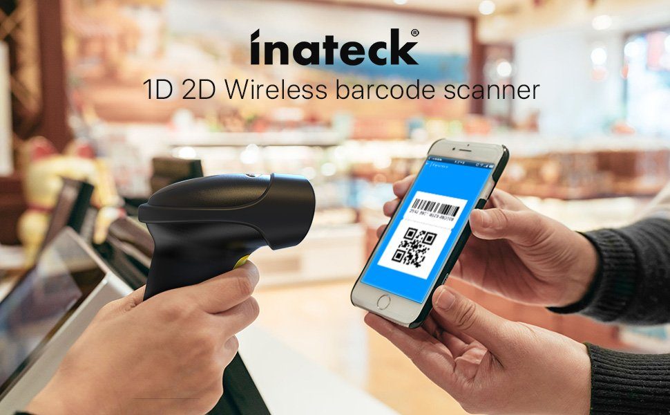 Inateck Barcode Scanner 2D Bluetooth, Wireless QR Code Scanner Handscanner