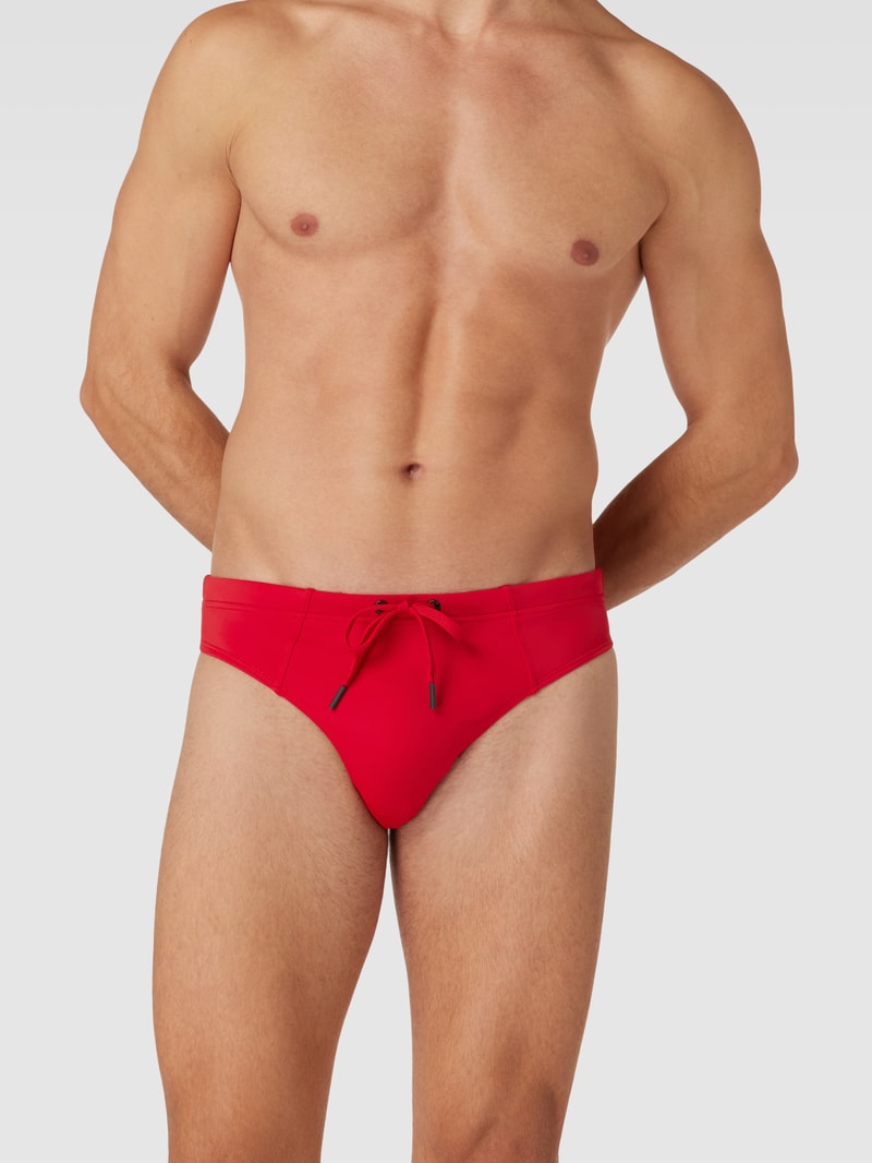Badehose mit Label-Print in rot