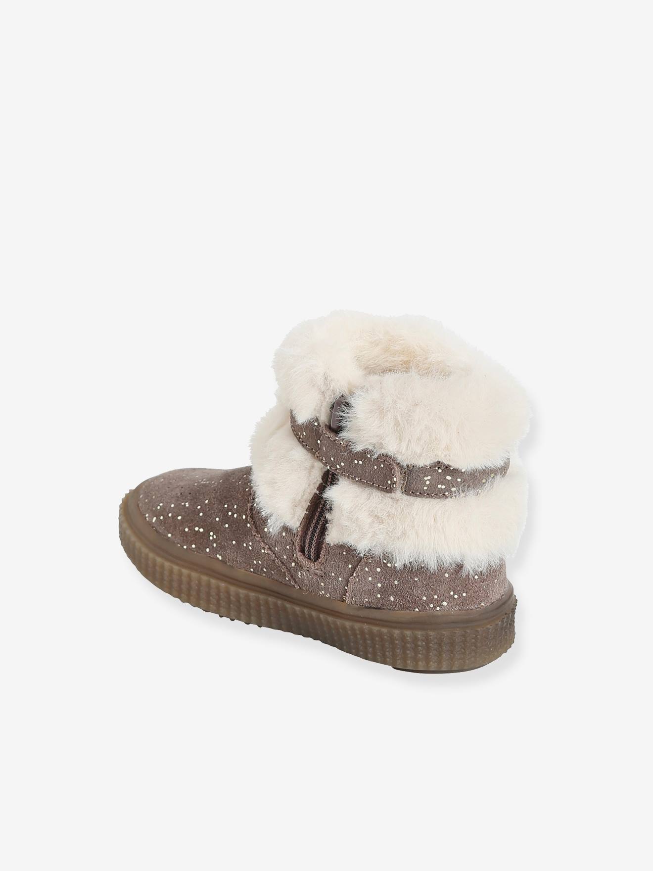 Vertbaudet Mädchen Baby Boots, Warmfutter - taupe/weiß