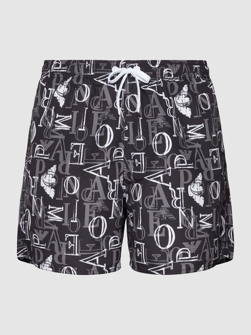 Badehose mit Label-Print in schwarz