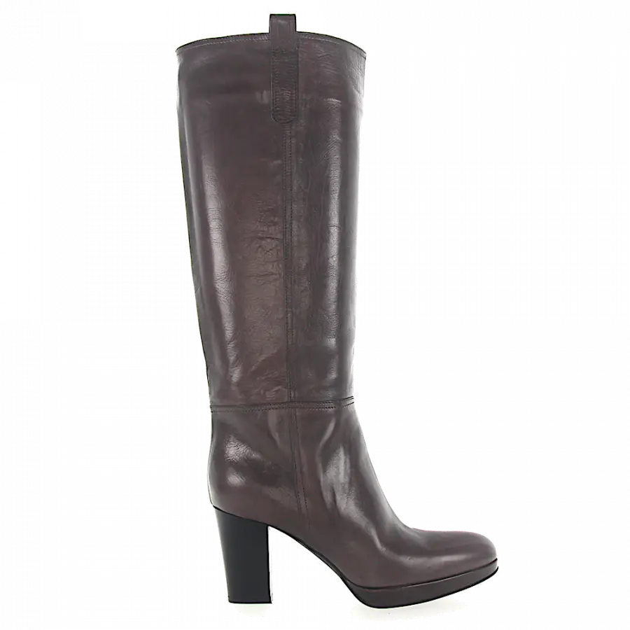 Rossano Bisconti - Stiefel Weitschaft Glattleder Kalbsleder dunkelbraun - grau