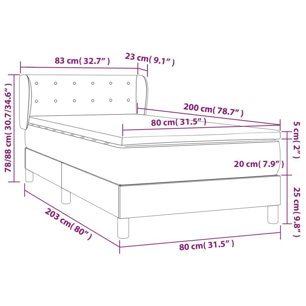 vidaXL Bett Boxspringbett mit Matratze Creme 80x200 cm Kunstleder