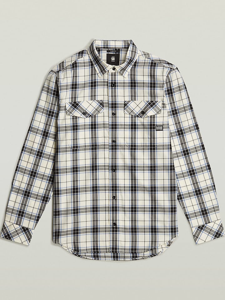 G-Star Hemd in Creme/ Schwarz/ Blau günstig kaufen