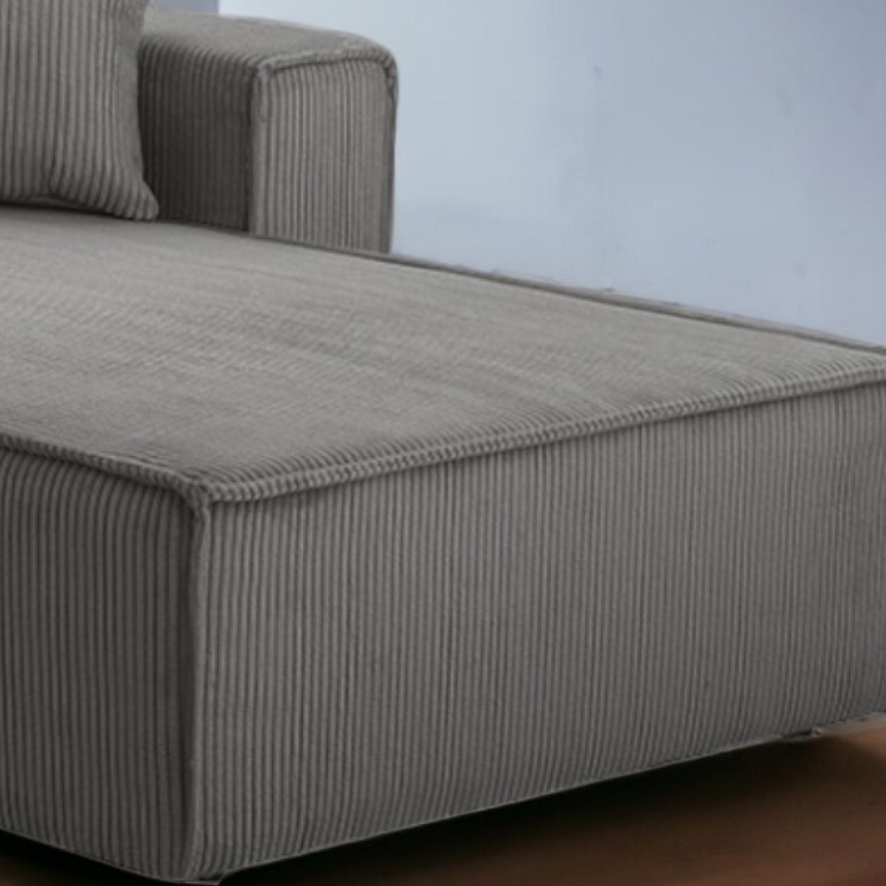 DD-COLLECTION Ecksofa Wohnlandschaft Gera XL Größe, Grau, Cappuccino, mit Bettfunktion, Ottomane Rechts Links Universell, CORD-Bezug