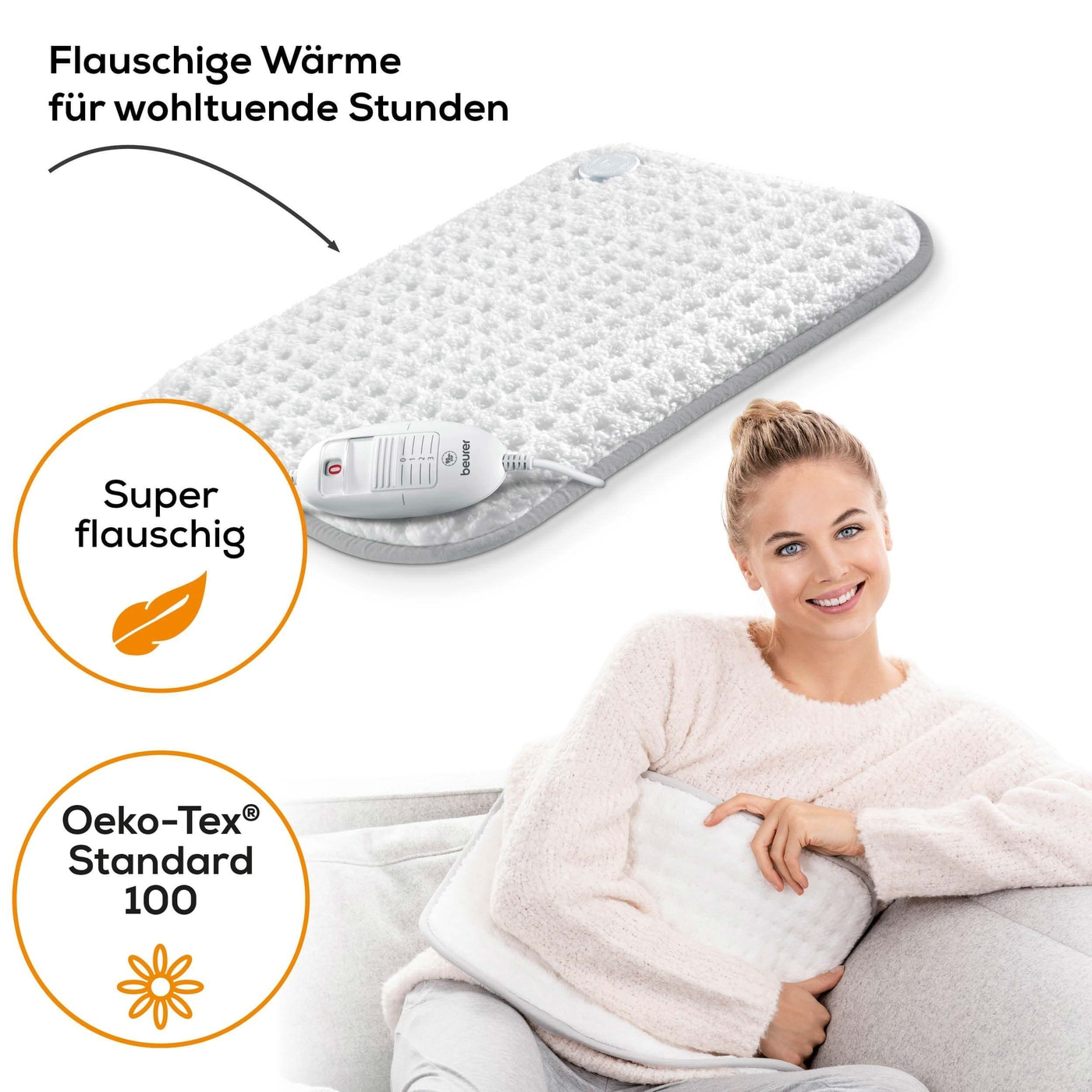 Beurer Heizkissen HK 42 Super-Cosy-Super flauschiges XL Wärmekissen mit 3 Wärmestufen