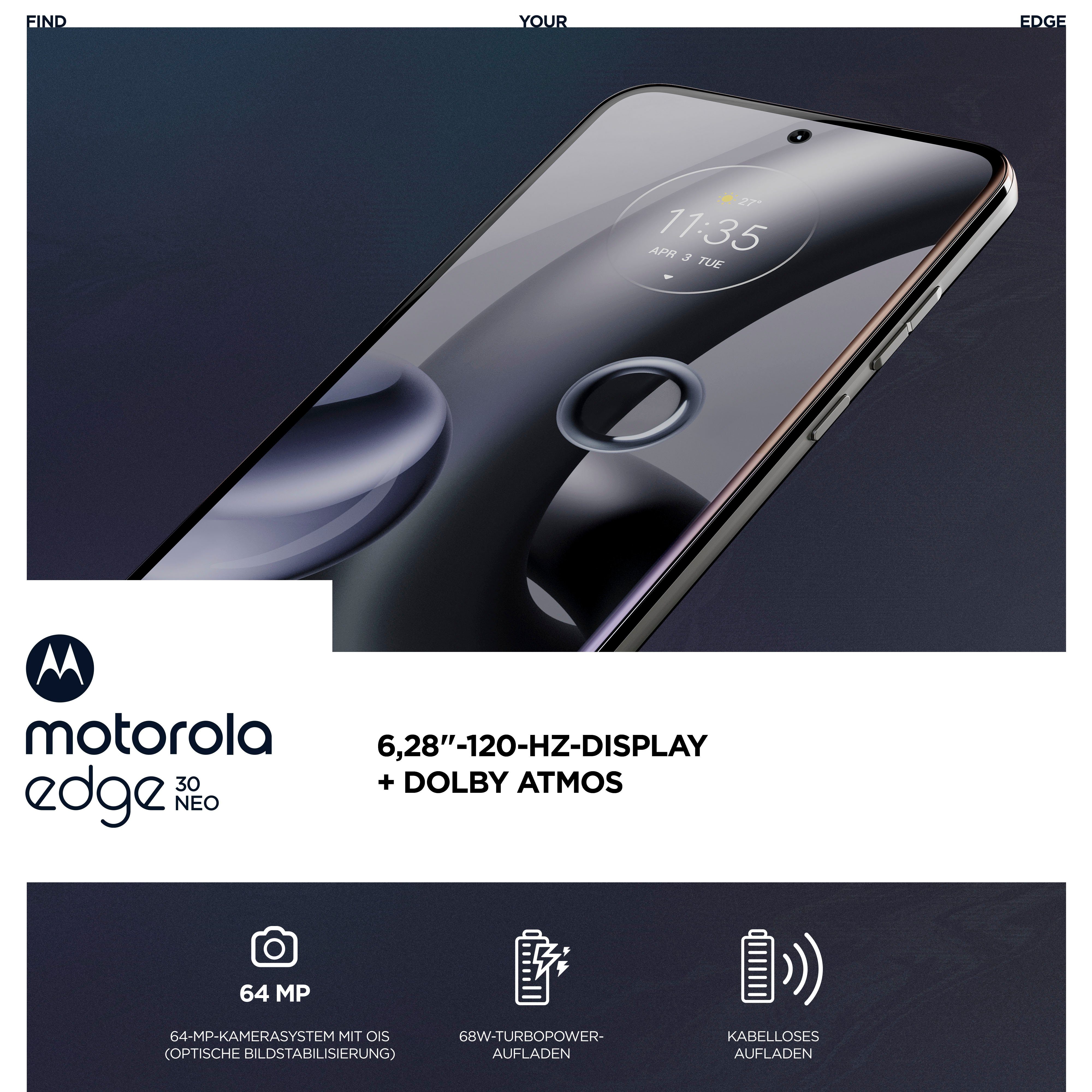 Motorola Edge 30 Neo 256 GB Smartphone (16 cm/6,3 Zoll, 256 GB Speicherplatz, 64 MP Kamera)