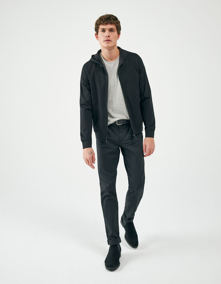 Cardigan noir Interlock zippé à capuche Homme