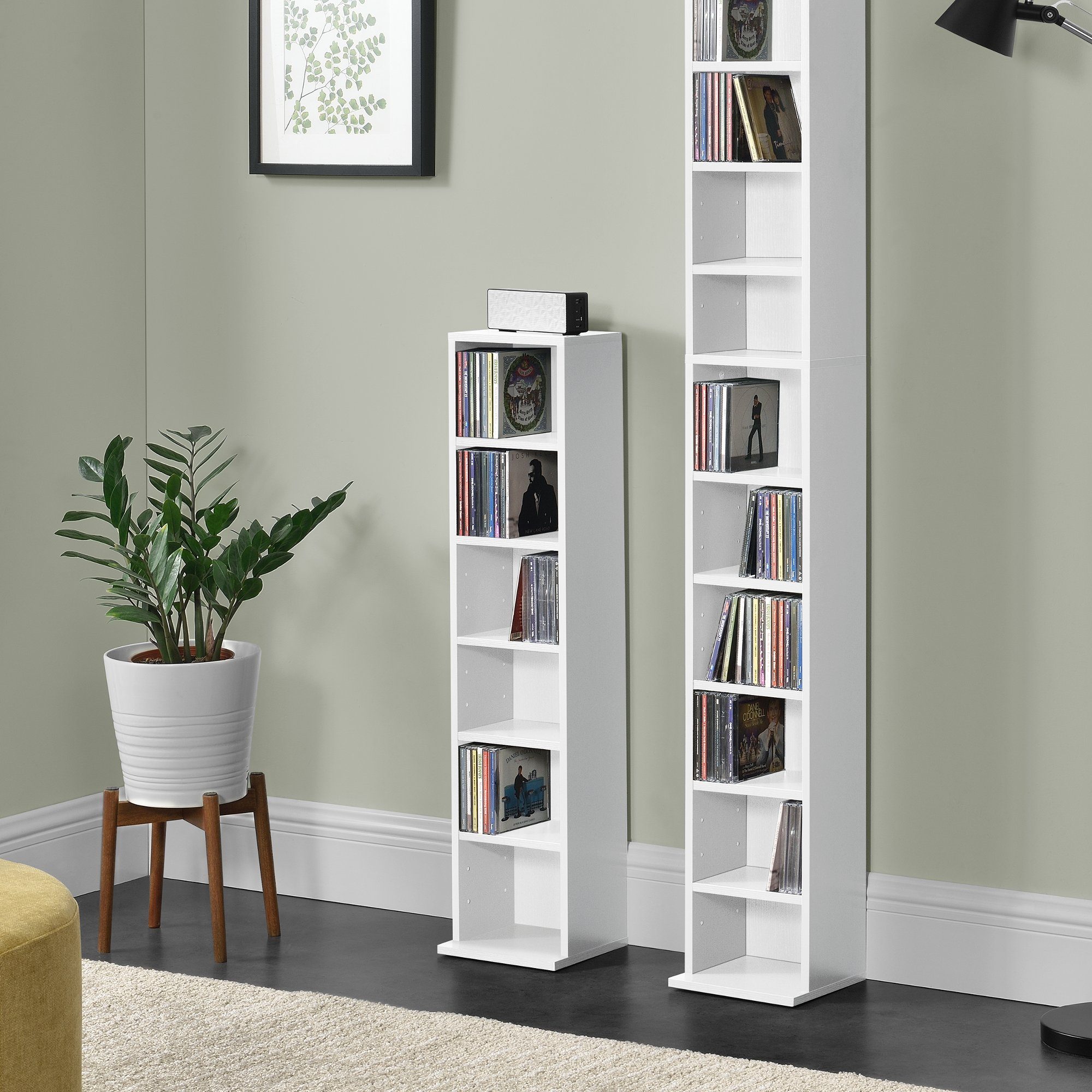 en.casa CD-Regal, Aventoft 6 Fächer Standregal Höhe 90cm