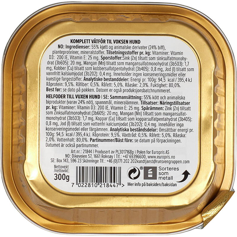 MaxDog Hundemat 300 g biff pate MaxDog