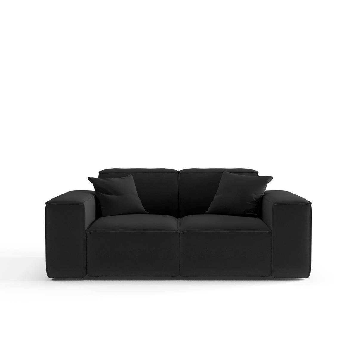 Beautysofa Sofa Lugano, 2-Sitzer Sofa aus Cordstoff oder Velourstoff, Zweisitzer im modernes Stil, inlusive Wellenfedern, mit Breite Armlehnen