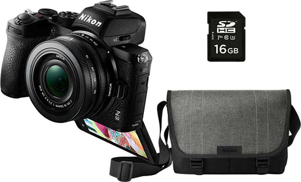 Nikon Z 50 mit dem Objektiv NIKKOR Z DX 16-50 mm 1:3.5-6.3 Systemkamera (Weitwinkelzoom-Objektiv NIKKOR Z DX 16-50 mm 1:3.5-6.3, 21,51 MP, Bluetooth, WLAN (Wi-Fi)