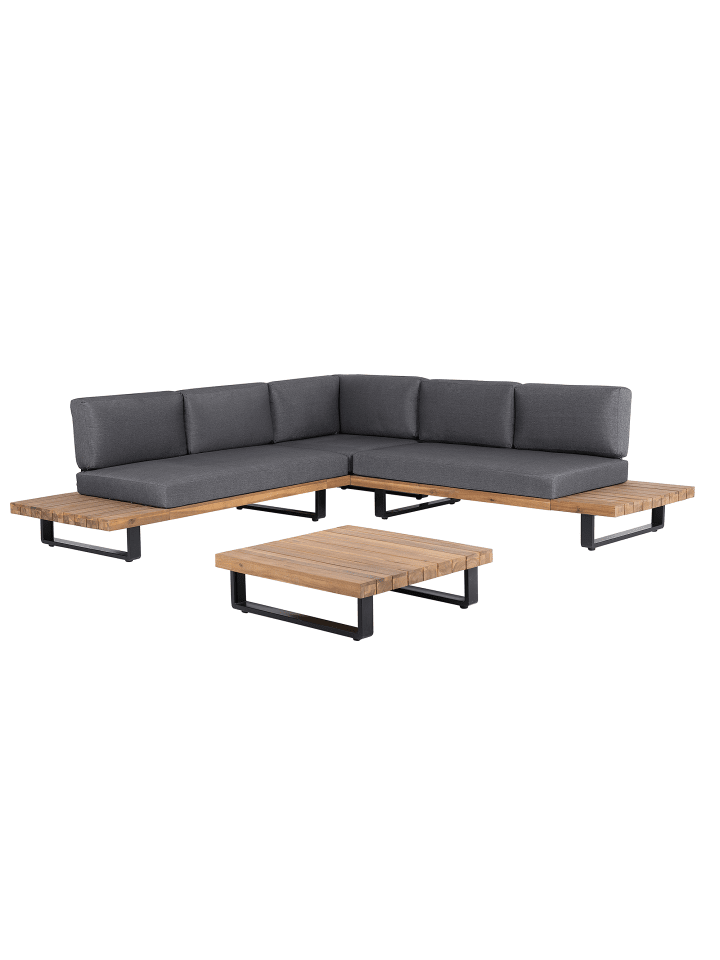 Beliani 4-tlg Lounge Set MYKONOS in Grau/Heller Holzfarbton günstig kaufen onesize