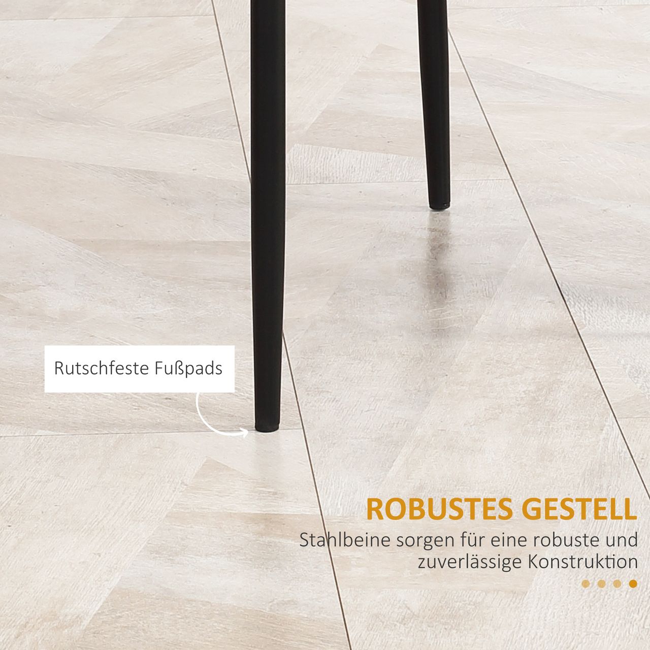 HOMCOM Esszimmerstuhl, 4er-Set Küchenstuhl, Gepolsterte Esszimmerstühle, Schwarz
